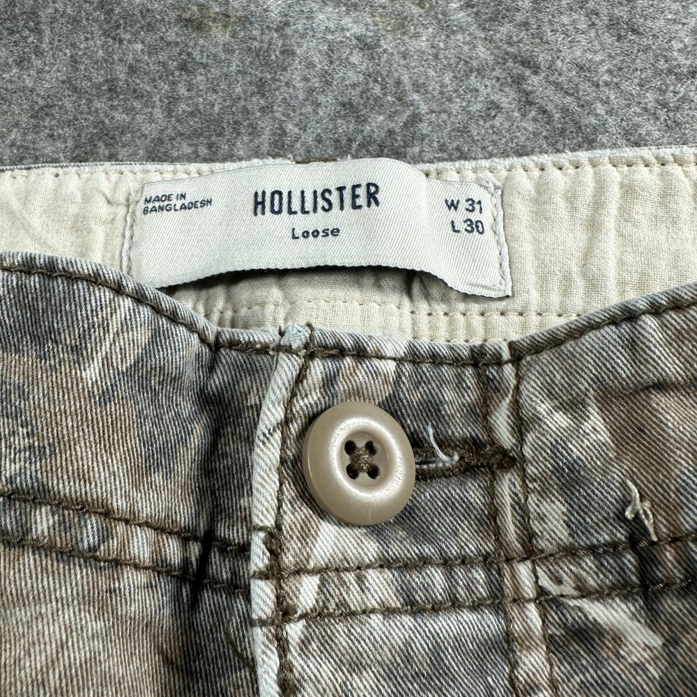 Hollister Cargo Pants Mens 31x26 Camo Mossy Oak Loose Fit Multi Pocket Tactical - Picture 3 of 11